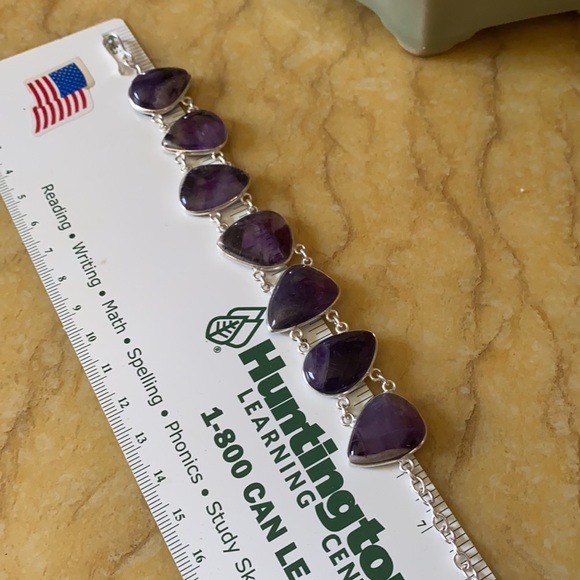 Vintage 925 natural amethyst bracelet - Picture 6 of 7